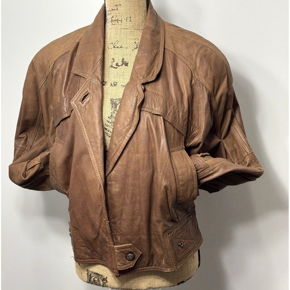 Vtg Great Seal of The State of Oklahoma Women's Brown Leather Jacket 9-10‎ RARE - Picture 1 of 16